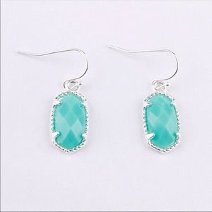 Silver & Green Lee Style Drop Earrings